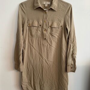 Michael Kors Khaki Button Down Shirt Dress
